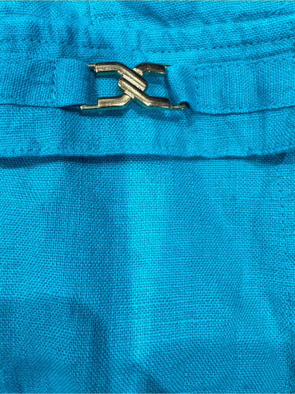 JM Collection size 18 Turquoise Button-Up Shirt Linen - Picture 2 of 8
